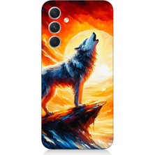 Samsung Galaxy S24 Uyumlu Kayalıkta Uluyan Kurt Yalnızlığı  Desenli Silikon Kılıf
