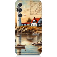 Samsung Galaxy S24 Plus Uyumlu Harita Yanı Deniz Feneri  Desenli Silikon Kılıf