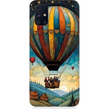 Samsung Galaxy M31S Uyumlu Göklerde Renkli Balon Yolculuğu  Desenli Silikon Kılıf