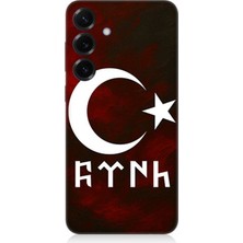 Samsung Galaxy S25 Uyumlu Göktürk Ay Yıldız Kompozisyonu  Desenli Silikon Kılıf