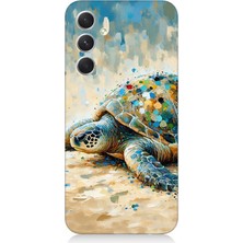 Samsung Galaxy A05S Uyumlu Fırça Darbesiyle Deniz Kaplumbağası  Desenli Silikon Kılıf
