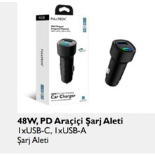 Aydoğan Ticaret44 Fc 15 Süper Hızlı 48W 1x Type-C Araç Şarj Cihaz Çakmaklık