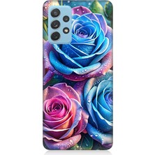 Samsung Galaxy A52 Uyumlu Gökkuşağı Renkli Güller  Desenli Silikon Kılıf