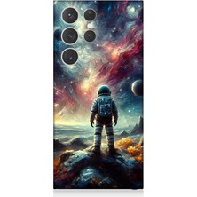Samsung Galaxy S23 Ultra Uyumlu Galakside Yalnız Astronot  Desenli Silikon Kılıf