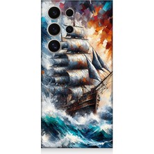 Samsung Galaxy S24 Ultra Uyumlu Fırtınada Dalgalı Yelkenli Gemi  Desenli Silikon Kılıf
