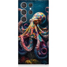 Samsung Galaxy S23 Ultra Uyumlu Derinliklerde Sekiz Kol Ahtapot  Desenli Silikon Kılıf