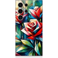 Samsung Galaxy S24 Ultra Uyumlu Soyut Origami Gül Deseni  Desenli Silikon Kılıf