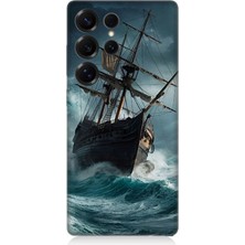 Samsung Galaxy S25 Ultra Uyumlu Fırtınada Eski Gemi  Desenli Silikon Kılıf