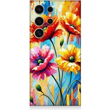 Samsung Galaxy S24 Ultra Uyumlu Bahar Esintisinde Renkli Papatyalar  Desenli Silikon Kılıf