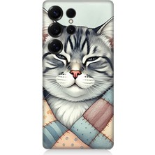 Samsung Galaxy S25 Ultra Uyumlu Yamalı Sevimli Kedi  Desenli Silikon Kılıf