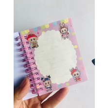 Labubu 3D Sulu Simli Boncuklu Kapak Stickerlı Not Defteri
