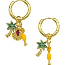 Çelik Palmiye Charm Küpe