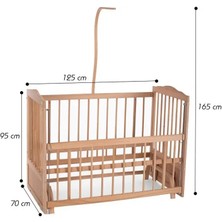 Bamgidoo Ahşap Organik Beşik Anne Yanı Beşik 3 Kademeli Lüx Bebek Beşiği 60 x 120 cm