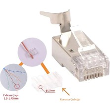 Cat7 RJ45 Jack Korumalı Altın Uç Internet Patch Kablo Ucu Konnektör