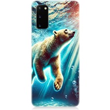 Samsung Galaxy S20 Uyumlu Suda Dans Eden Ayı  Desenli Silikon Kılıf