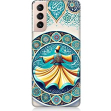 Samsung Galaxy S21 Plus Uyumlu Çini Motifli Semazen Figürü  Desenli Silikon Kılıf