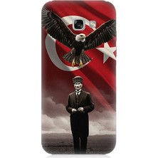 Samsung Galaxy A5 2017 Uyumlu Kartal Bayrak ve Mustafa Kemal Atatürk  Desenli Silikon Kılıf