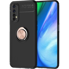 Newface Realme 7 Kılıf Range Yüzüklü Silikon - Siyah-Gold Sptgl