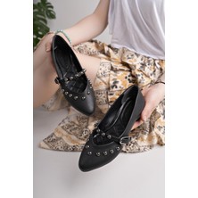 Nesil Shoes Swell 20900 Siyah Cilt Kadın Babet