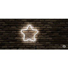 Almila 3D Beyaz LED Işıklı 35 x 35 Yıldız Gece Lambası - Duvar Tipi Dekoratif Aydınlatma