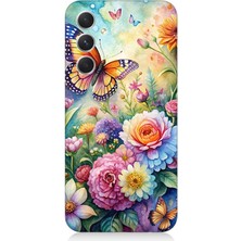 Samsung Galaxy S24 Uyumlu Çiçeklerle Dans Eden Kelebek  Desenli Silikon Kılıf