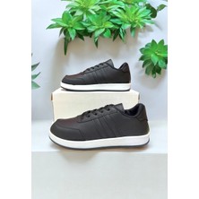 Siyah-Beyaz Tabanlı Iki Bantlı Unisex Günlük Hafif Taban Sneaker Spor Ayakkabı