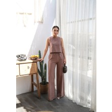 Keten Bluz ve Pantolon Iki̇li̇ Takim