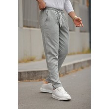 Erkek Beli Bağcıklı Çizgili Pantolon