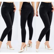 Yüksek Bel Likralı Jean Pantolon 90 cm