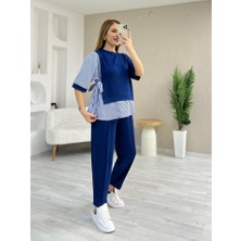 Kadın Kristal 2 Iplik Kumaş Yanları Çizgili Takım