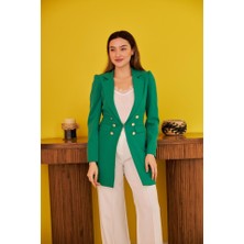 Yeşil Blazer Düğmeli Ceket