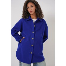 0674 Cepli Oversize Gömlek - Saks