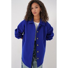 0674 Cepli Oversize Gömlek - Saks