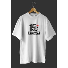 15 Temmuza Özel Tasarım Baskılı T-Shirt - Beyaz