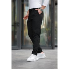Erkek Beli Bağcıklı Duble Paça Örme Pamuklu Kumaş Jogger Pantolon