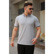 Erkek Düğmeli Yaka Waffle Kumaş Kısa Kollu Tişört