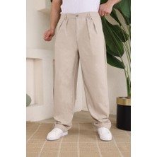 Erkek Beli Lastikli Pileli Baggy Pantolon