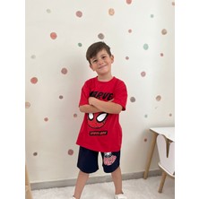 Spider Man Baskılı Erkek Çocuk Şortlu Takım 2’li Yazlık Takım