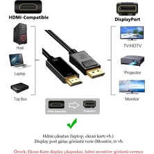 HDMI To Displayport Çevirici Kablo ( 1.8 Metre) HDMI Kablo To Display Port Dp 4K Hdr