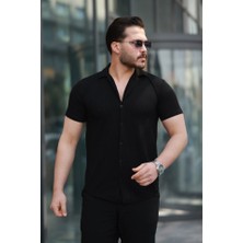 Erkek Kısa Kollu Örme Kumaş Pamuklu Gömlek