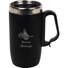 Kalemedair Kişiye Özel Kulplu Çelik Siyah Tuğra Termos Bardak - 240 ml