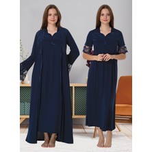 Dvina Effortt Lohusa Sabahlık ve Gecelik Takımı Lacivert - 9015