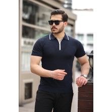 Erkek Polo Yaka Yarım Fermuar Tişört