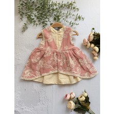 Moes Nakışlı Müslin Kız Çocuk Elbise