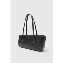 Minel Fashion Vanilia Siyah Cilt Retro Pinterest Kadın Omuz Çantası