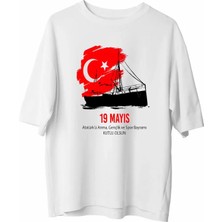 19 Mayıs 20/1 Unisex Baskılı T-Shirt - Beyaz