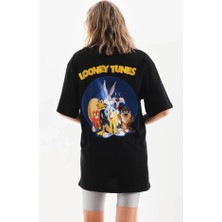 Unisex Baskılı Oversize T-Shirt - Siyah