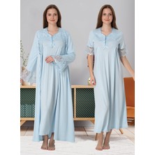 Dvina Effortt Lohusa Sabahlık ve Gecelik Takımı Mavi - 9015