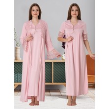 Dvina Effortt Lohusa Sabahlık ve Gecelik Takımı Pembe - 9015