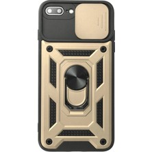 Newface Iphone 7 Plus Kılıf Pars Lens Yüzüklü Silikon - Gold Sptgl